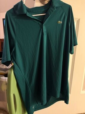 Lacoste Men's Teal Green Polo Shirt with Crocodile Logo